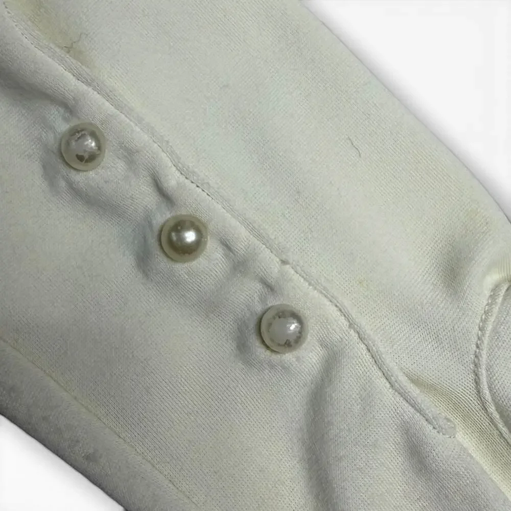 Vintage Opera Gloves White Nylon Size 8 Faux Pearl Buttons Long Made Philippines